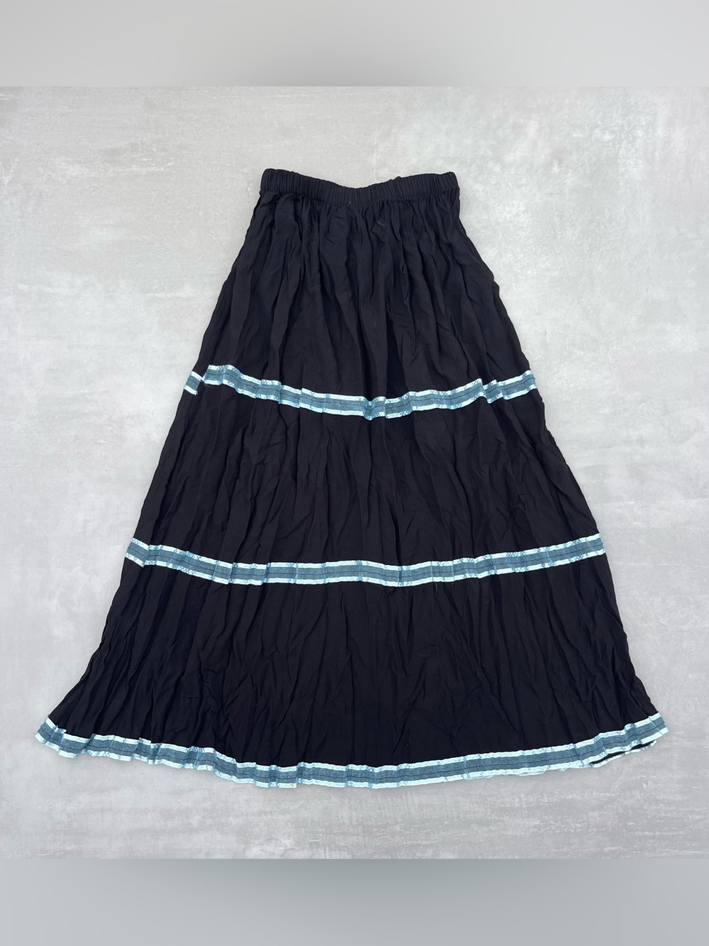Black Ruffle Tiered Maxi Prairie Skirt